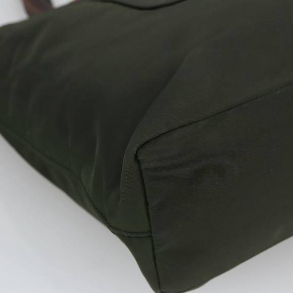 PRADA Tote Bag Nylon Khaki Brown Silver Auth 102966 - Picture 16 of 16